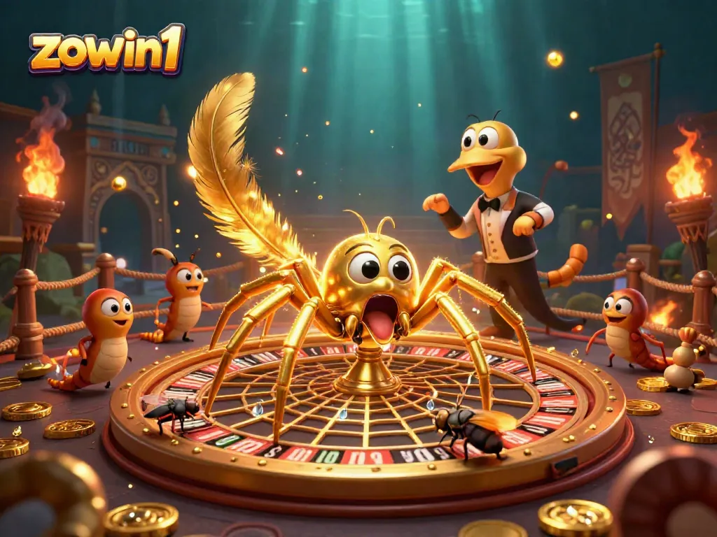 Experience thrilling bets with the zowin1 spider and croupier in an immersive casino web.
