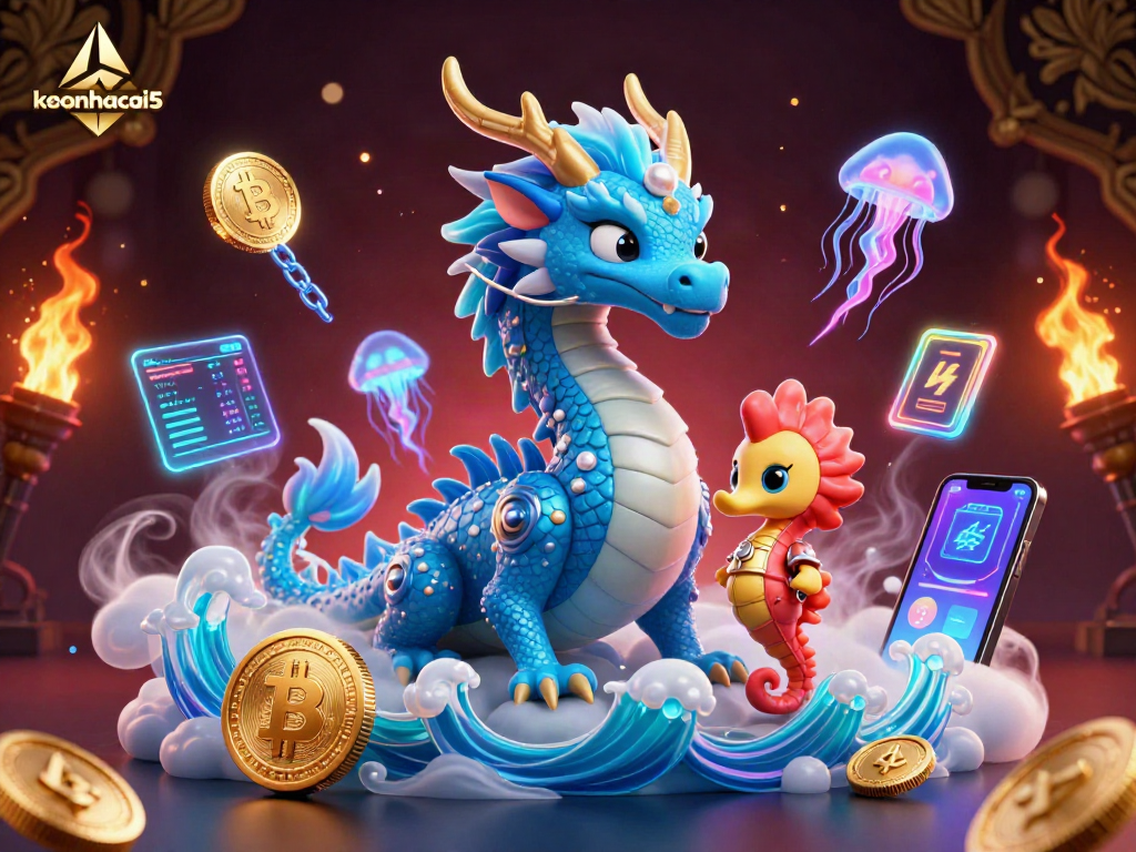 Engage with keonhacai5 for exhilarating ocean-themed casino adventures featuring a dragon and seahorse knight.