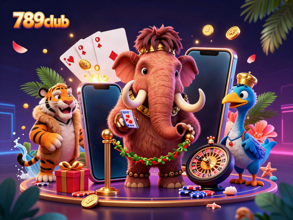 Engage with thrilling games at 789club: a vibrant casino scene featuring dynamic characters and colorful gaming elements.