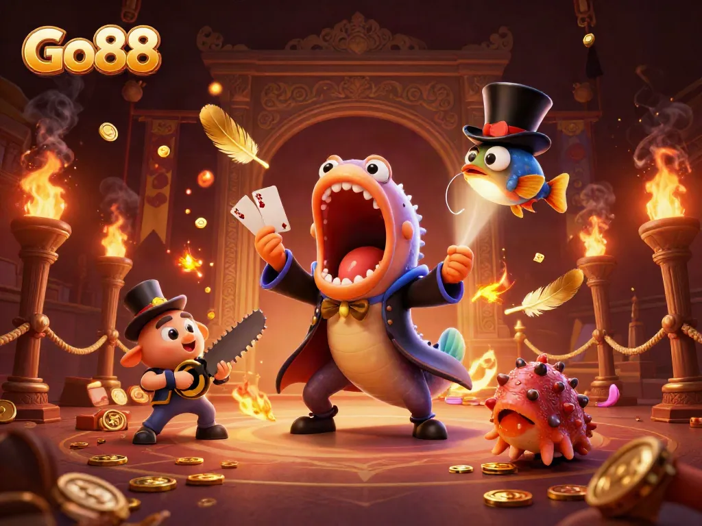 Experience the magic of Go88 with a lively 3D deep-sea casino scene featuring enchanting characters.