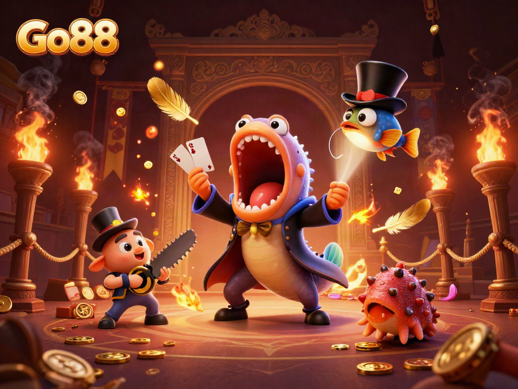 Experience the magic of Go88 with a lively 3D deep-sea casino scene featuring enchanting characters.