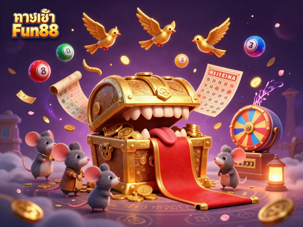 Engage with ทางเข้า Fun88's vibrant gaming world featuring dynamic lottery elements and whimsical treasures.