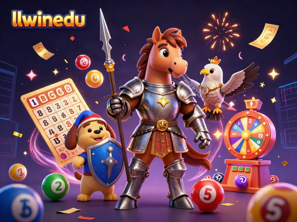 Engage with the thrilling atmosphere of llwinedu's vibrant gaming scene, featuring knights, celebration, and dynamic lottery elements.