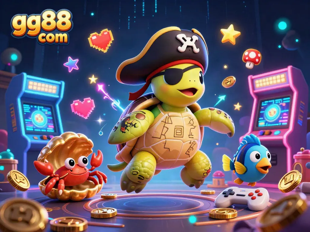 Engage with the excitement of gg88 com as a pirate turtle, hermit crab, and parrotfish celebrate casino victories with vibrant game elements.