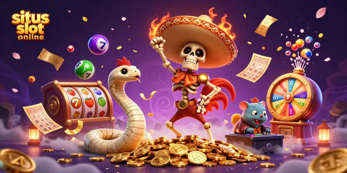 Experience the excitement of situs slot online with vibrant characters celebrating on golden coins amidst an explosion of colorful game elements.