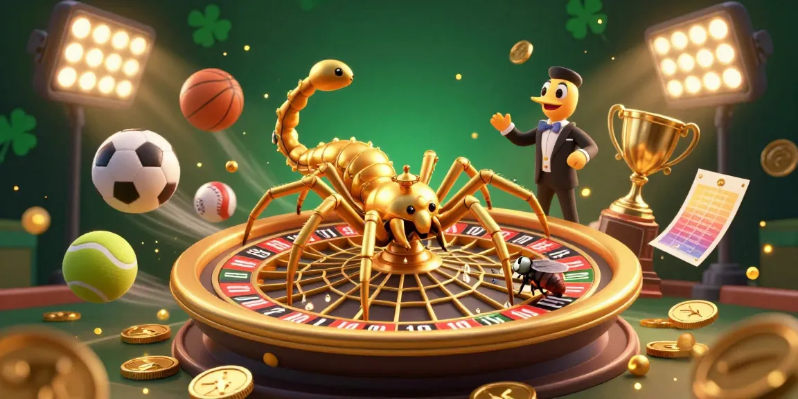 Experience the excitement at FABET with a golden spider spinning a roulette wheel web.