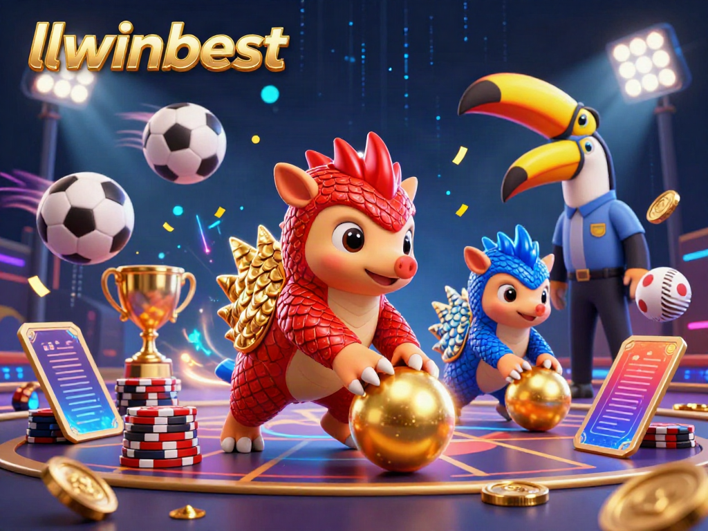 Experience thrilling gameplay at llwinbest with dynamic pangolins amidst golden chips and sports elements.