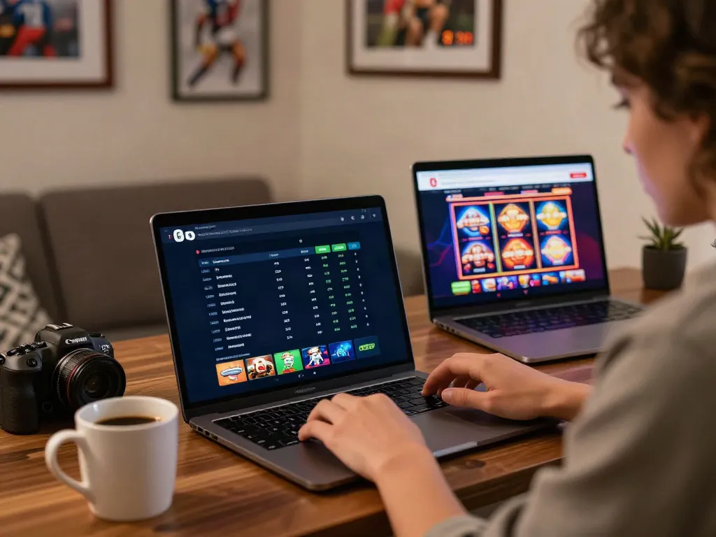 Engaging with the link five88 app for sports betting excitement in a cozy living room setting.