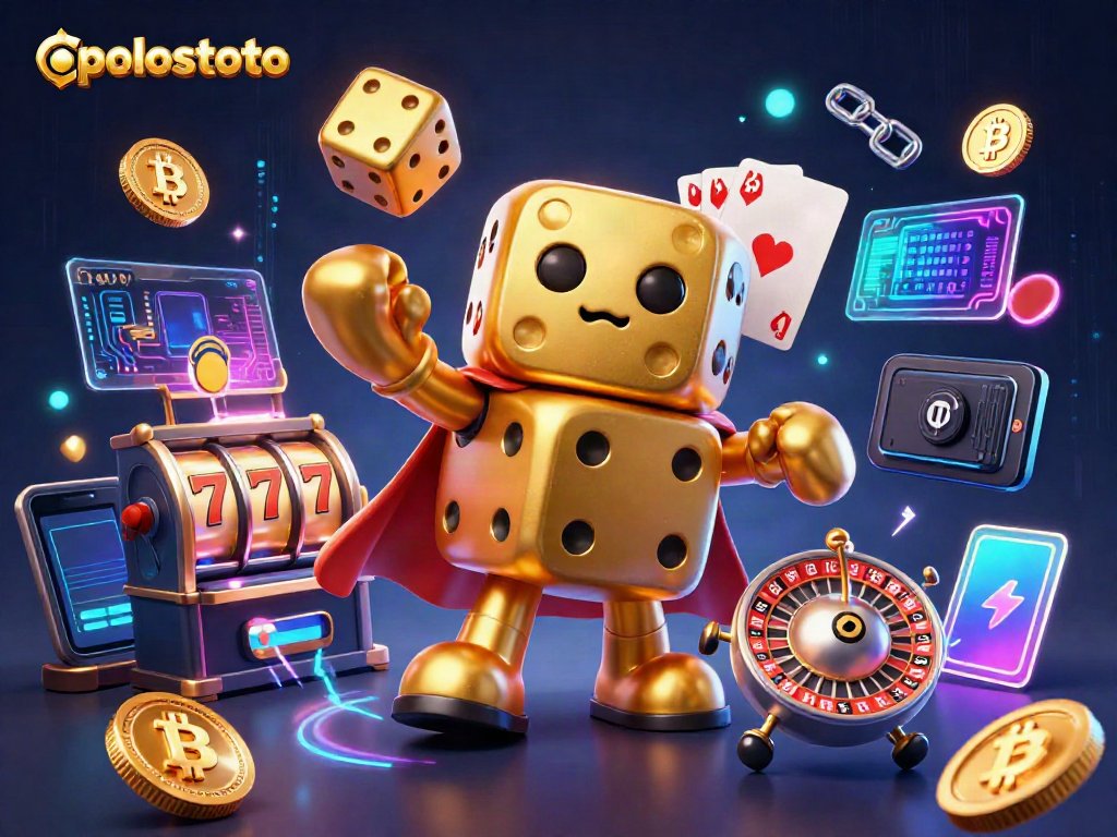 Experience thrilling gaming with Polostoto featuring dynamic 3D characters and vibrant casino elements.