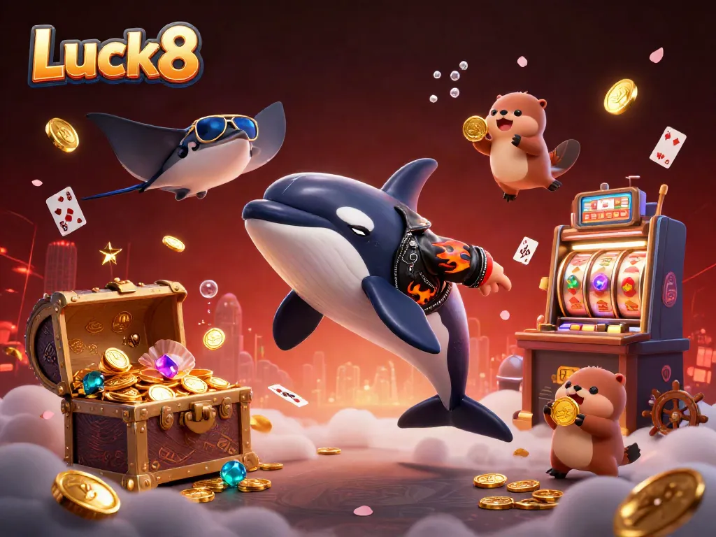 Experience the thrill of casino gaming with Luck8 in this vibrant underwater scene featuring engaging characters.