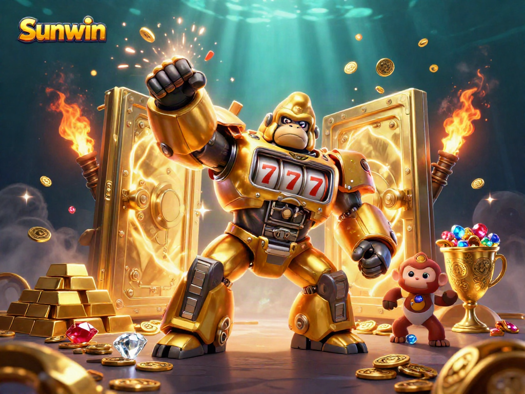 Experience thrilling gameplay with Sunwin's explosive jackpot adventures in this vivid 3D illustration.