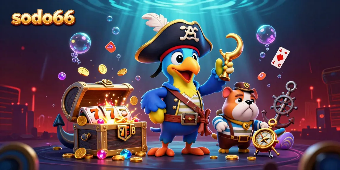 Experience thrilling wins with SODO66's vibrant 3D casino adventure illustration featuring exclusive games and jackpots.