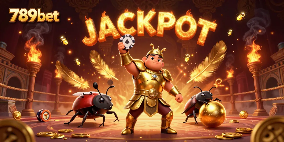 Engage in thrilling wins at 789bet with a unique 3D cartoon illustration depicting a beetle champion and gaming elements.