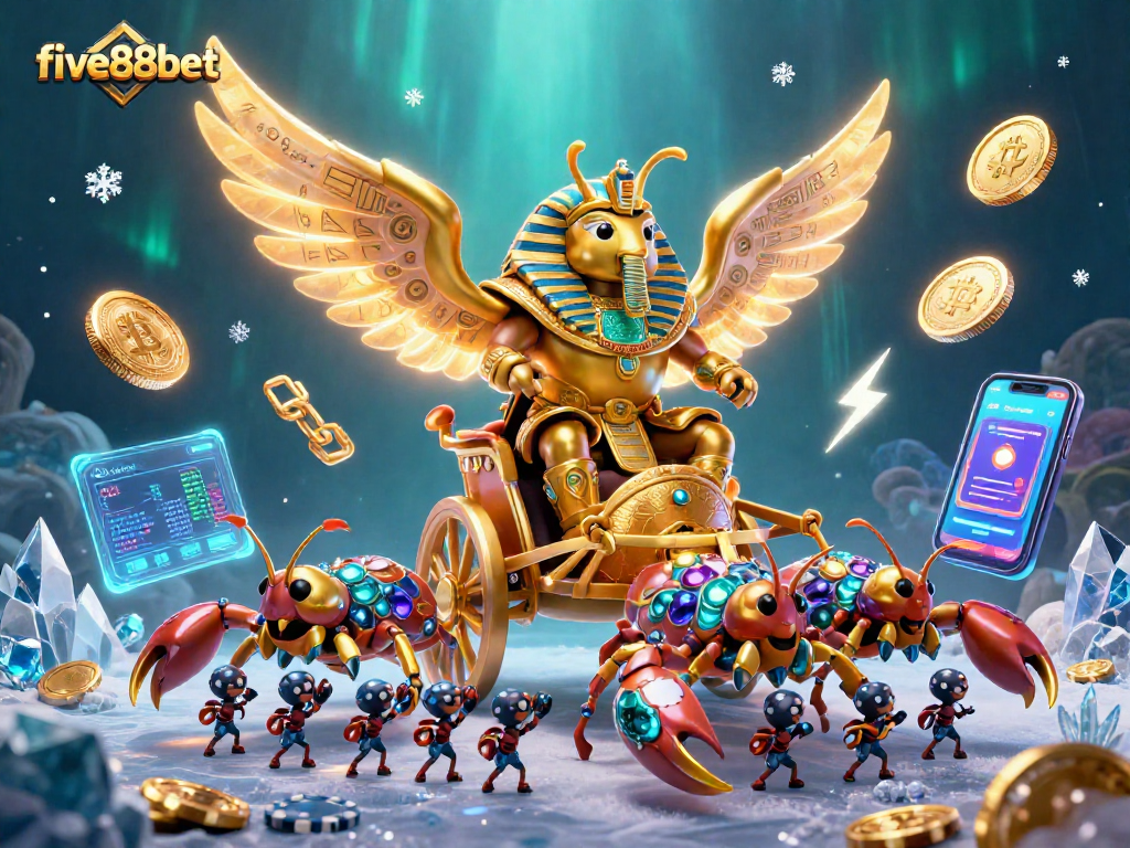 Engage with five88bet in a vibrant 3D casino scene full of dynamic gaming elements.
