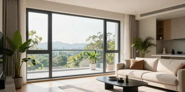 Stylish uPVC windows enhance aesthetic and energy efficiency in a modern living room.