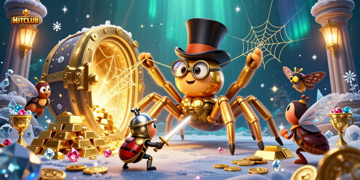 HITCLUB brings thrilling adventures alive with a golden tarantula weaving magic in the casino.