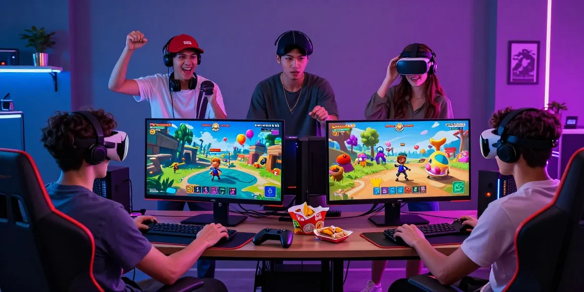 Engaging scene showcasing diverse players enjoying porn games online in a vibrant gaming room.