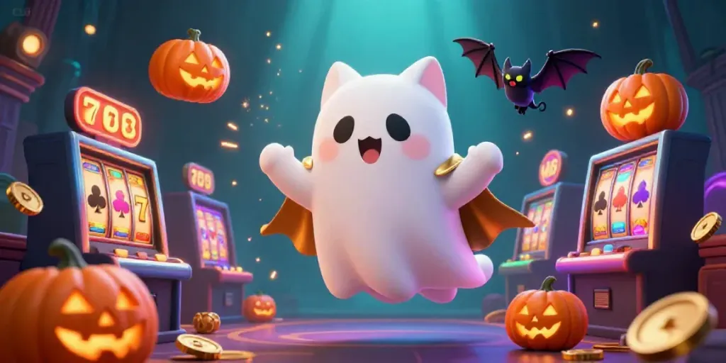 Experience thrilling gameplay with C168 through a haunting casino featuring a ghost cat and dynamic slot elements.